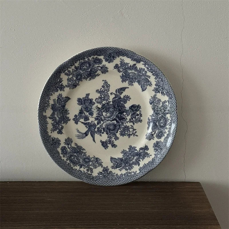 Service de Table Céramique Motif Floral Bleu Vintage