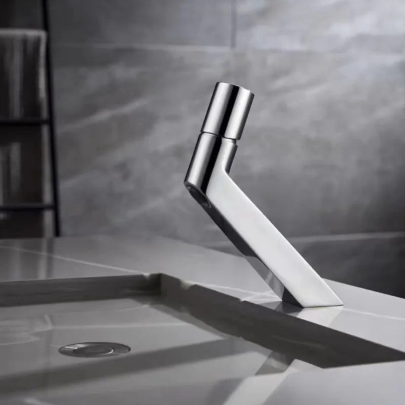 Robinet de Lavabo Or Brossé Design Créatif Une Poignée