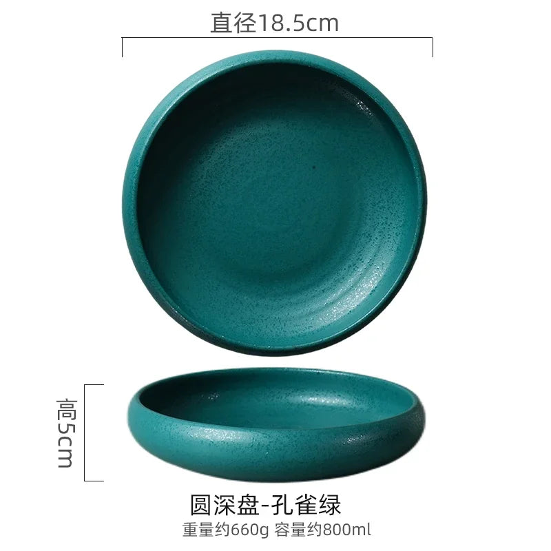 Japanese Round Deep Plate – Stoneware Dinner & Pasta Bowl