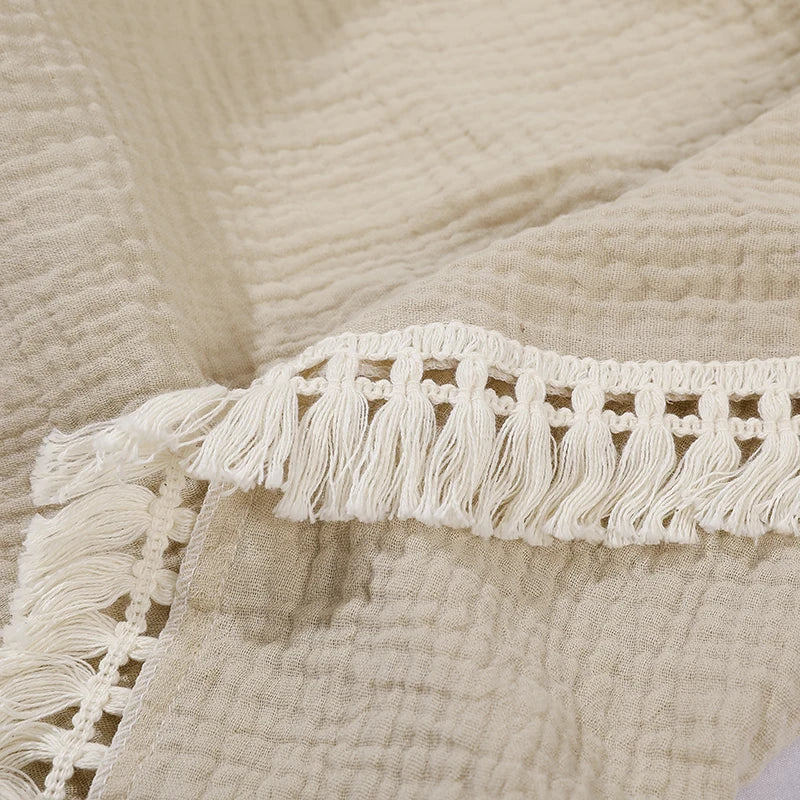 Couverture Bébé en Mousseline de Coton à Pompons