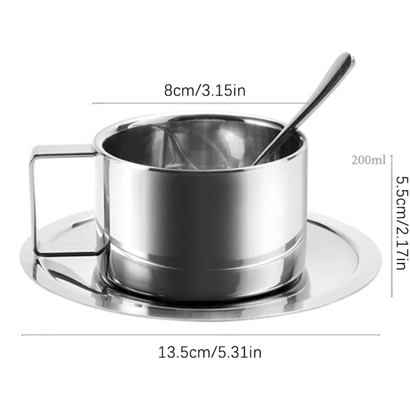 Double-Wall Coffee Cup Set – Stainless Steel, Set of 3