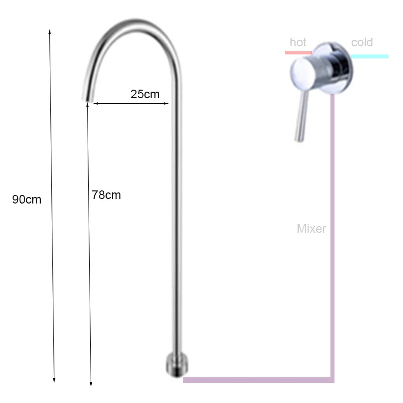 Robinet de Baignoire sur Pied Noir Cascade Pivotant