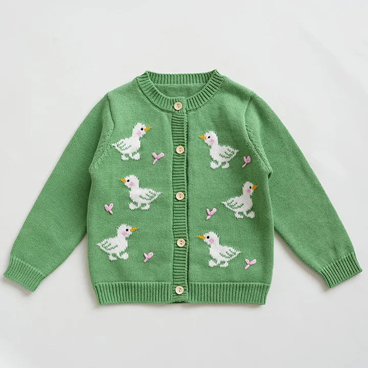 Cardigan Fille Brodé Motif Champignon