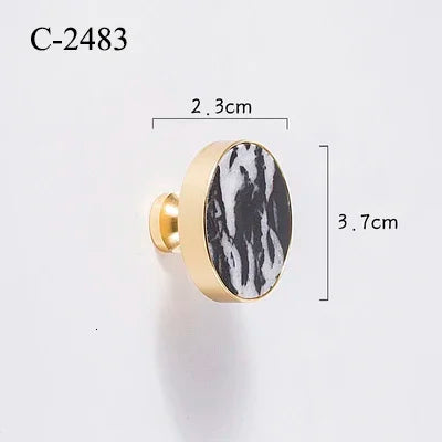 Natural Stone & Brass Knob – Cabinet Hardware