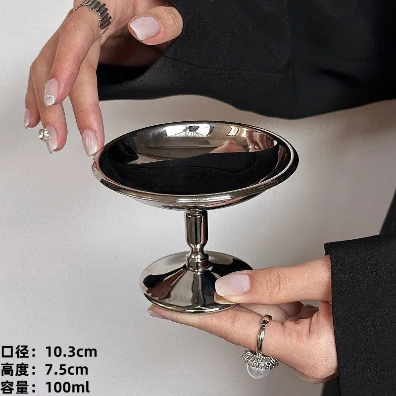 Coupe à Dessert Acier Inoxydable Style Rétro Base Haute