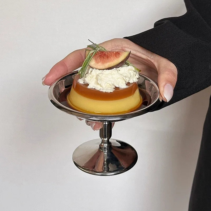 Coupe à Dessert Acier Inoxydable Style Rétro Base Haute