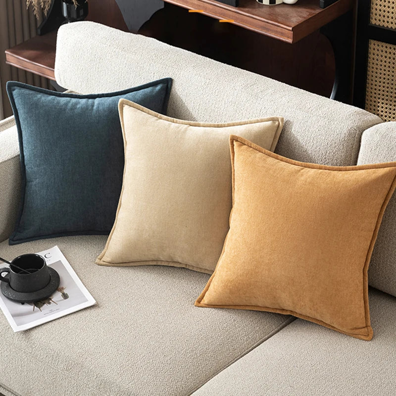 Housse de Coussin Chenille Rétro - Design Élégant