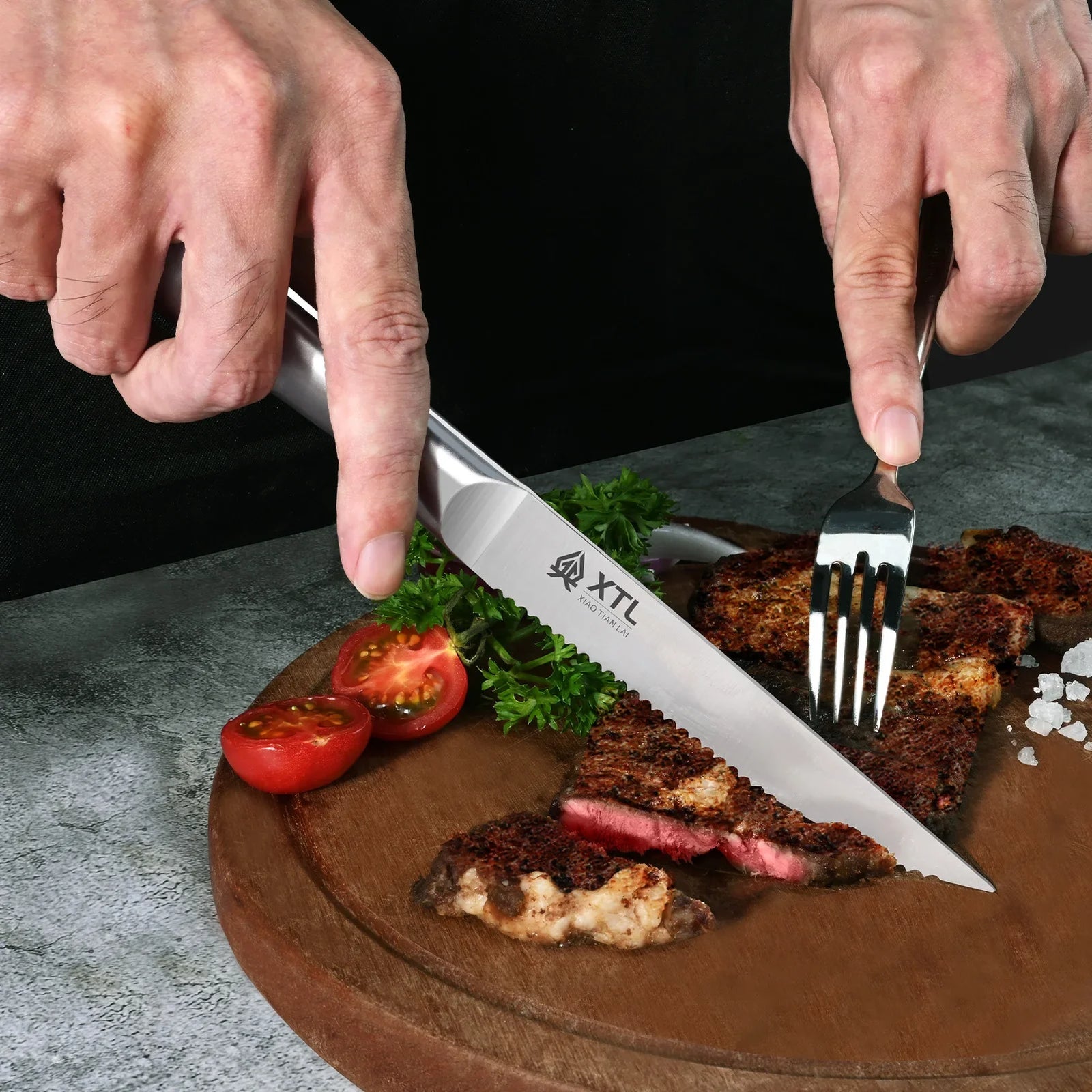 Ensemble Couverts à Steak Inox Dentelés Couteau Fourchette Cuillère