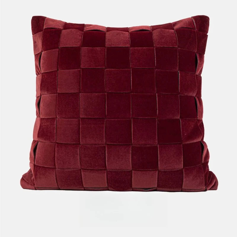 Housse de Coussin Luxe Bordeaux et Noir Bicolore