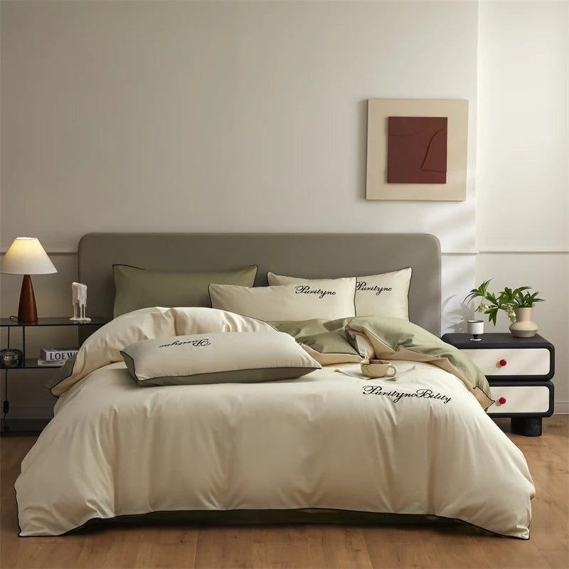 Set Housse de Couette Coton Égyptien avec Taies