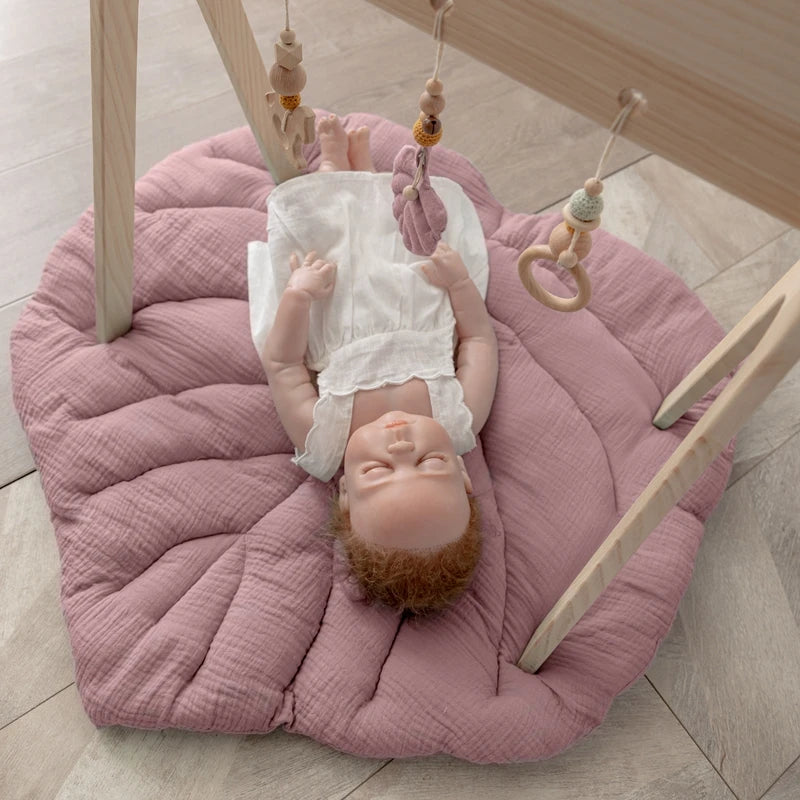 Tapis d'Éveil Forme Feuille en Coton