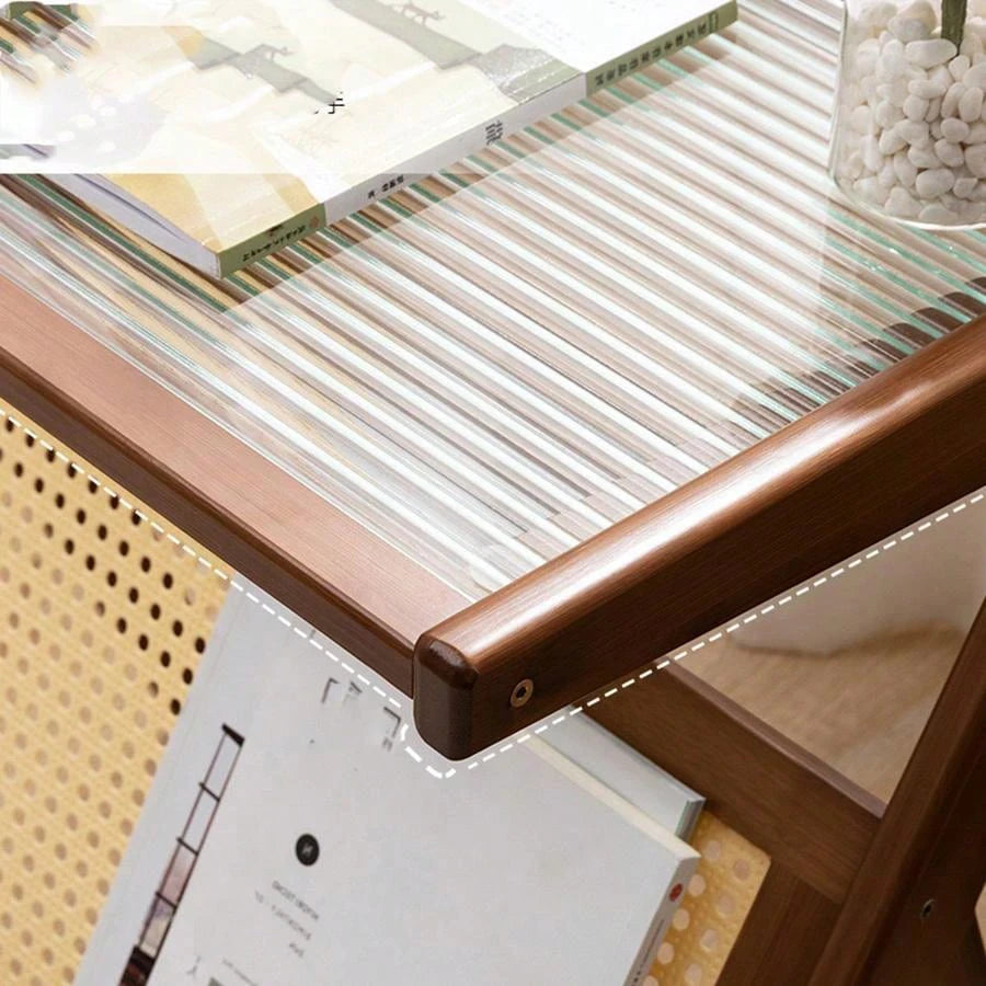 Table d'Appoint Bois Simple avec Plateau Verre