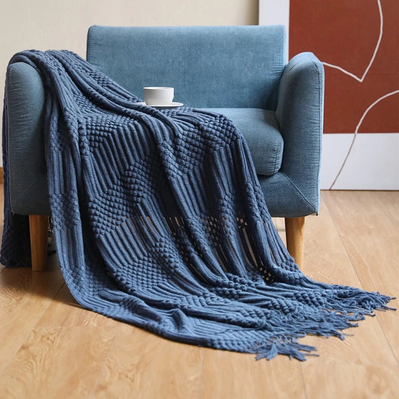 Jeté Boho Blanc Texturé - Grand Format Chunky
