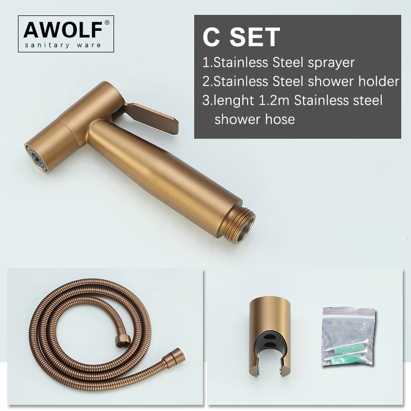 Douchette WC Portable en Acier Inoxydable Or Rose