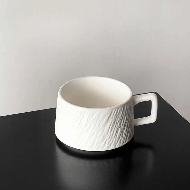 Tasse en Céramique Motif Pierre Rétro avec Soucoupe