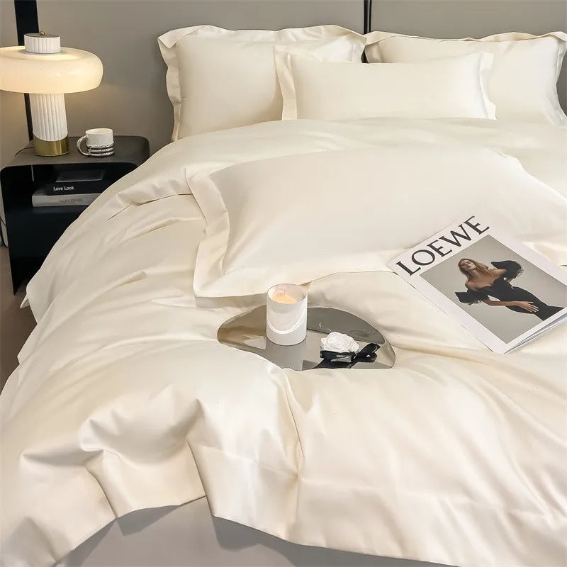 Parure de Lit Coton Égyptien 1000TC Ultra Douce 4 Pièces
