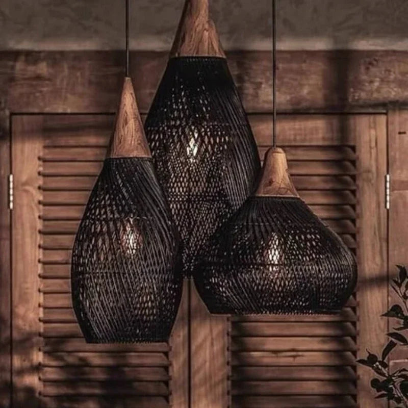 Suspension Rotin Fait Main Style Japonais