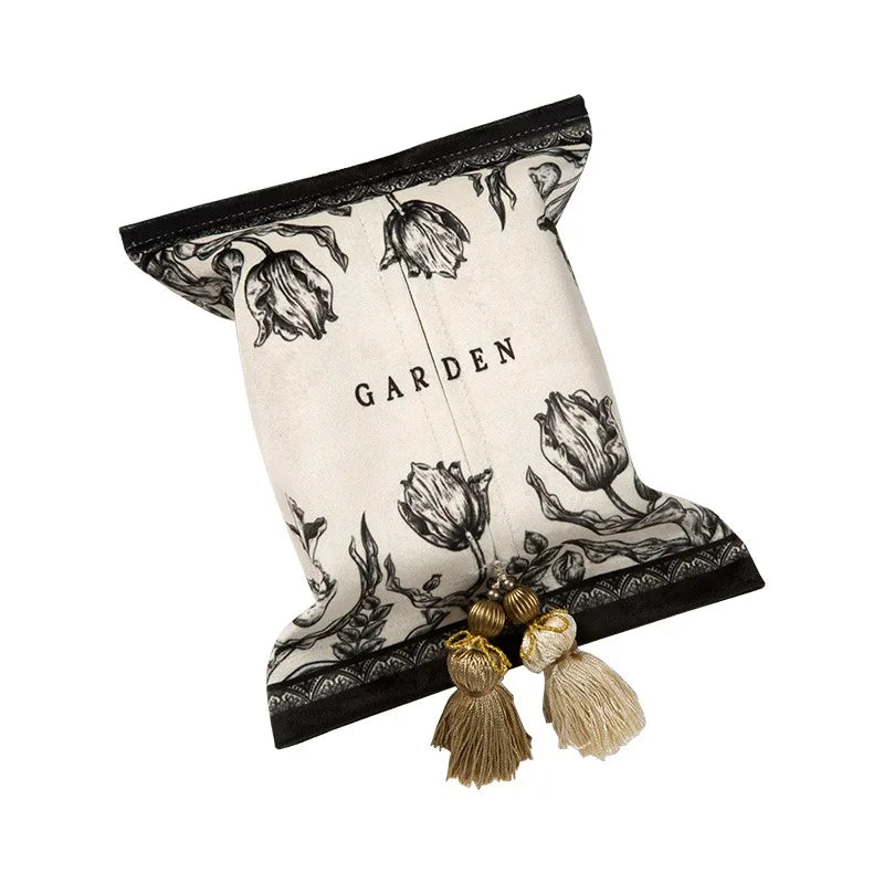 Boîte à Mouchoirs en Velours avec Pompon - Design Chic