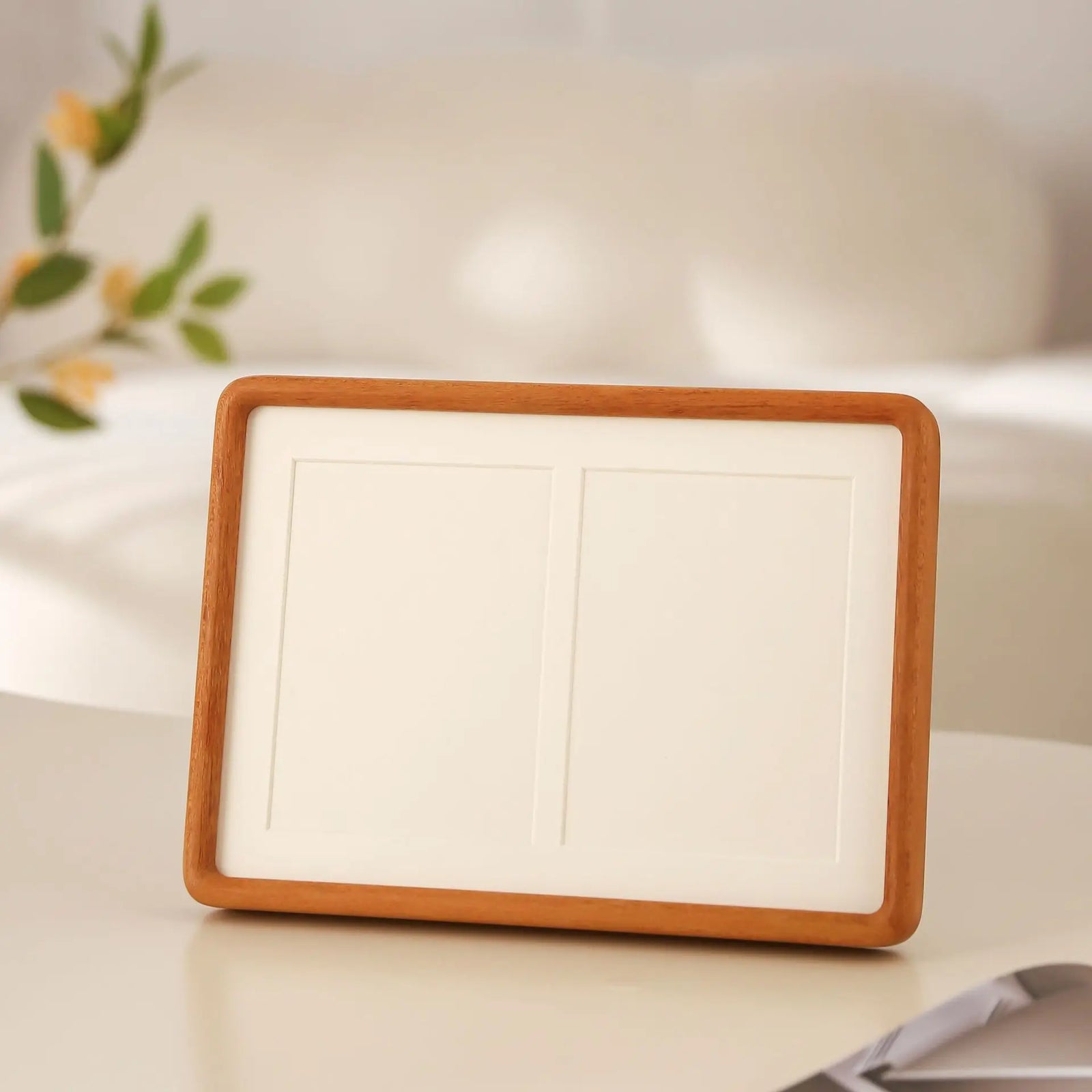 Cadre Photo Premium en Bois de Noyer - Coins Arrondis Duo