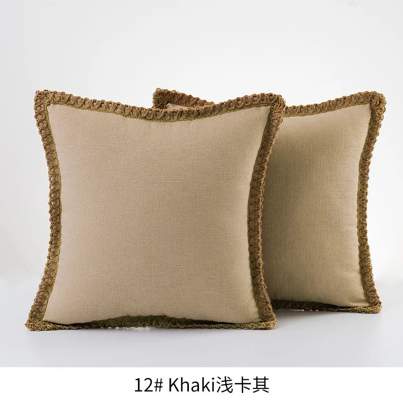 Housse de Coussin Champêtre Bordée - Style Farmhouse
