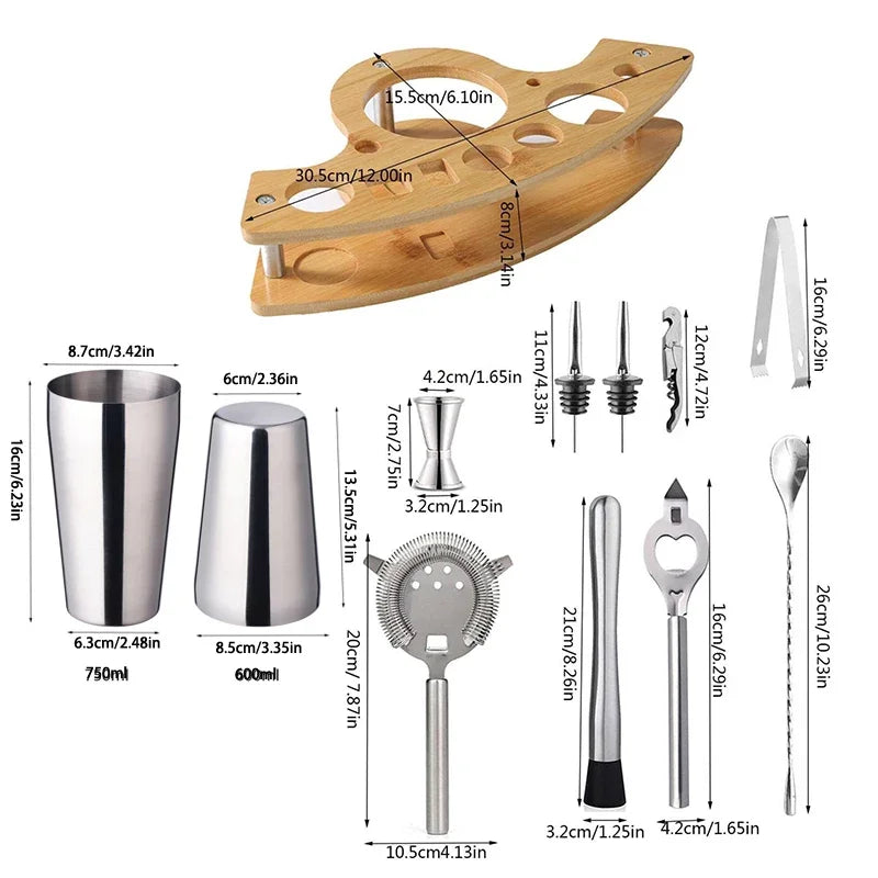 Ensemble Shaker à Cocktail Inox Kit Barman Complet