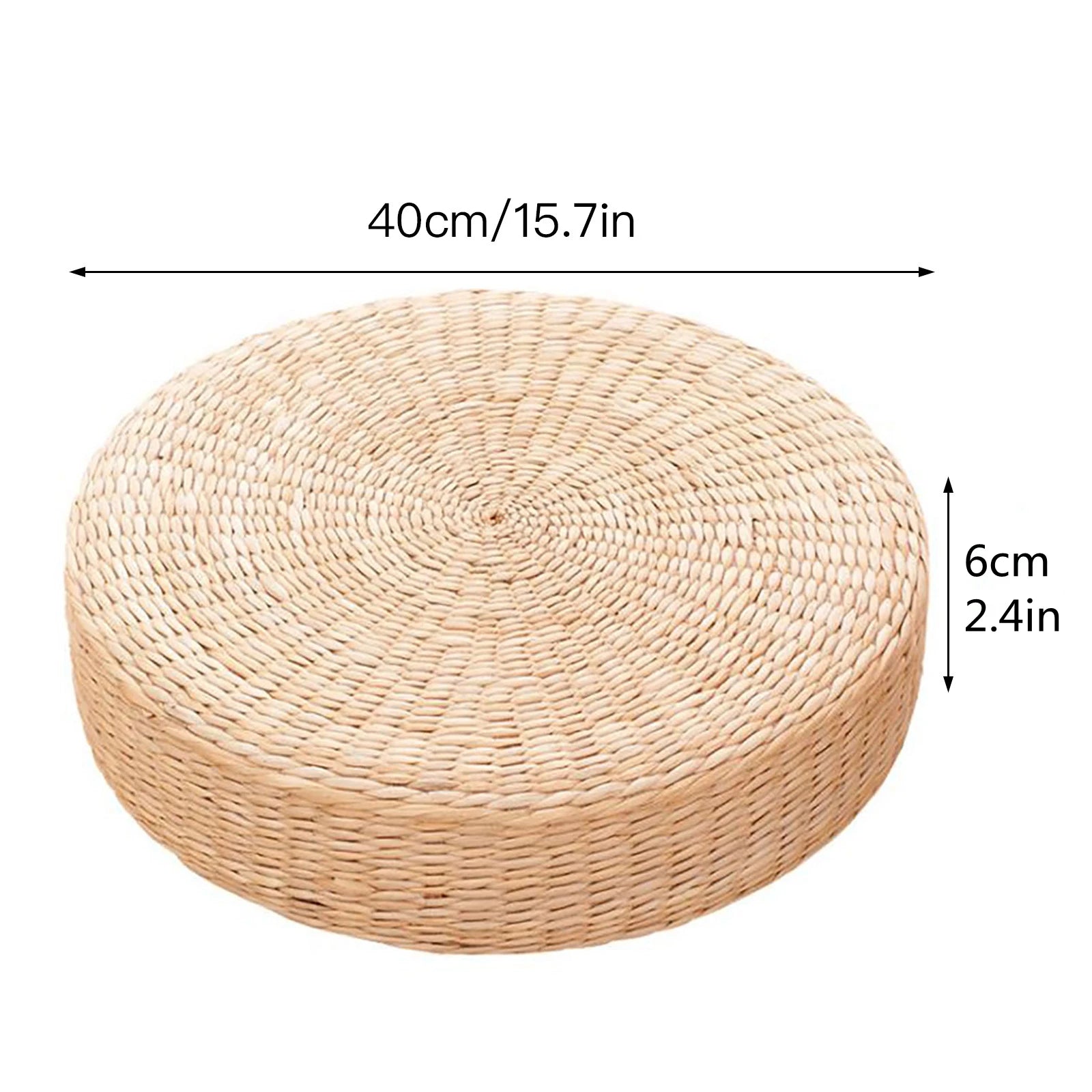 Coussin Rond en Paille Naturelle Tressée - Style Tatami