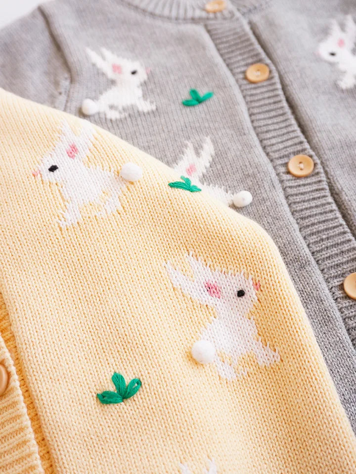 Cardigan Fille Brodé Motif Champignon