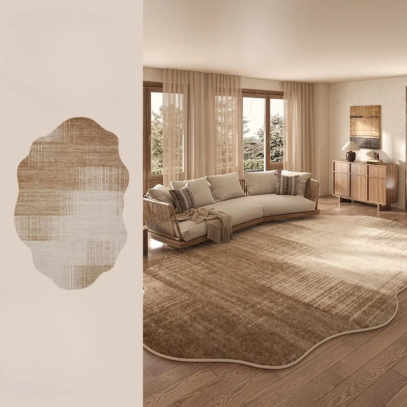 Tapis Léger Luxe Forme Irrégulière Peluche Épaisse