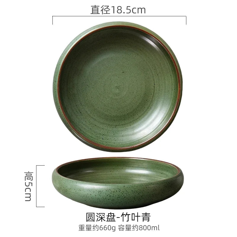 Japanese Round Deep Plate – Stoneware Dinner & Pasta Bowl