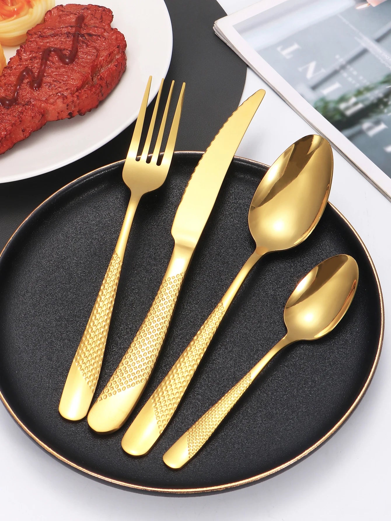 Ensemble Couverts à Steak Étoilé 24 Pièces Inox