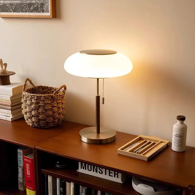 Copper & Frosted Glass Table Lamp – Nordic Bedside Light