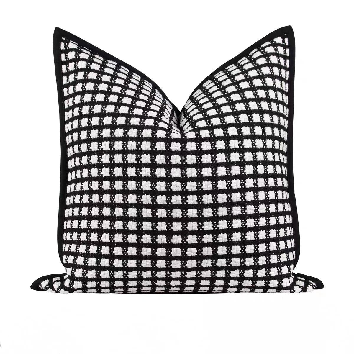 Housse de Coussin Daim Motif Géométrique Noir et Blanc
