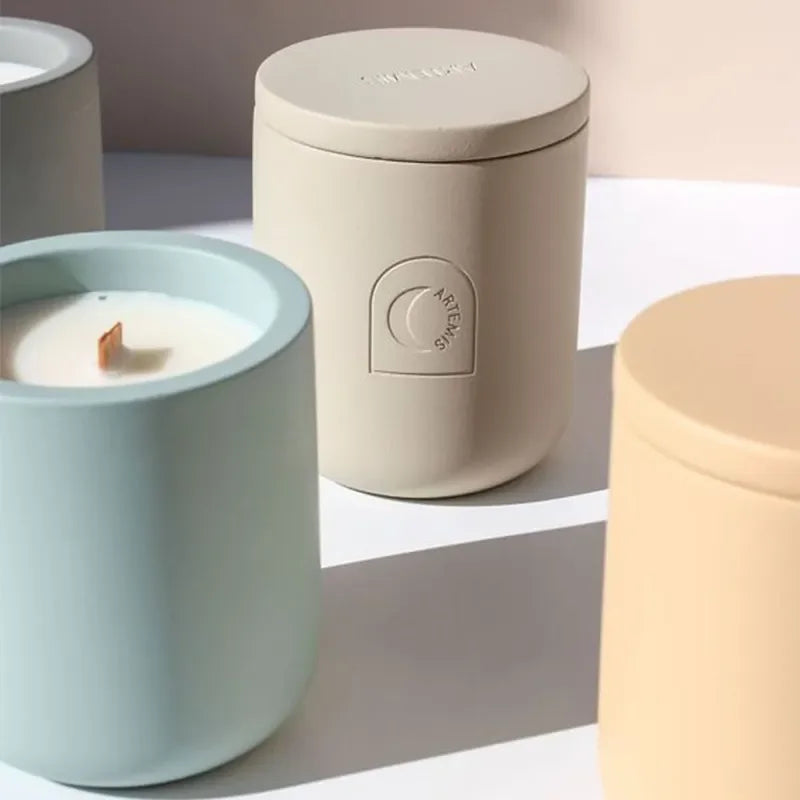 Bougie Parfumée en Pot de Céramique - Cire Végétale et Mèche en Bois