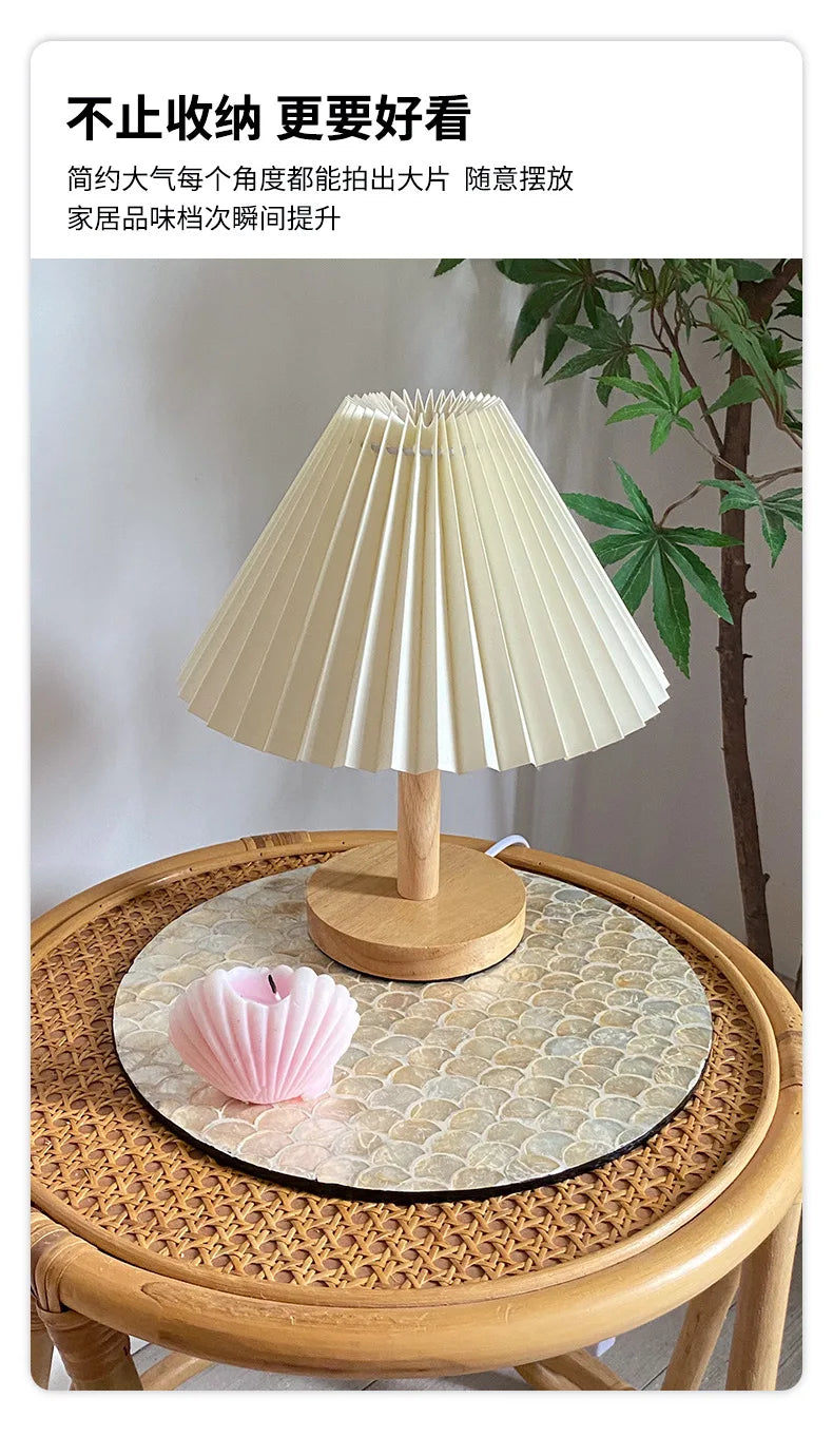 Plateau Rond Tissé Coquillages Style Léger Luxe