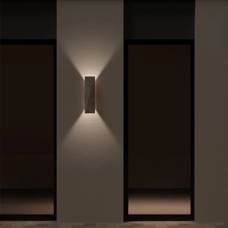 Applique Murale Extérieure Pierre Travertin Jaune Style Japonais LED