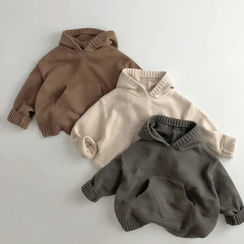 Sweat à Capuche Tricoté Enfant avec Poche
