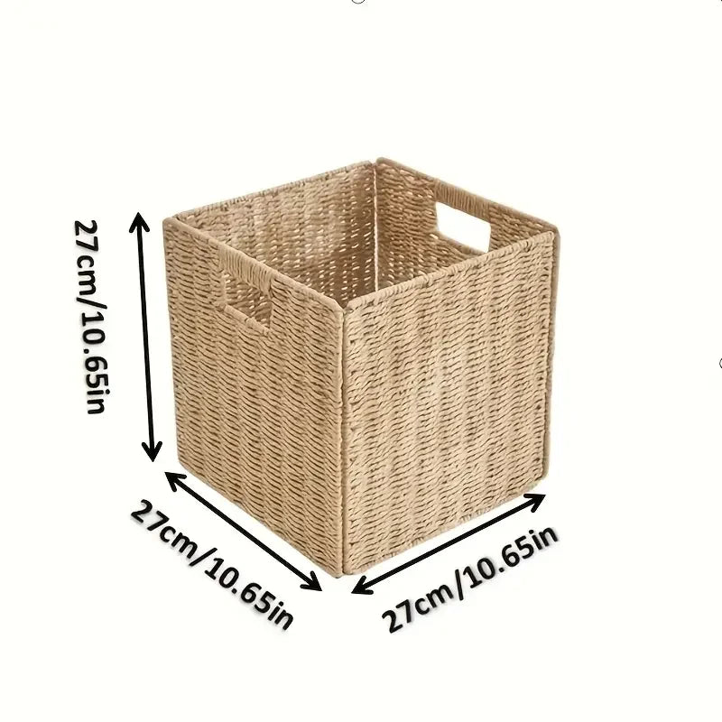Panier de Rangement en Rotin Tressé Pliable