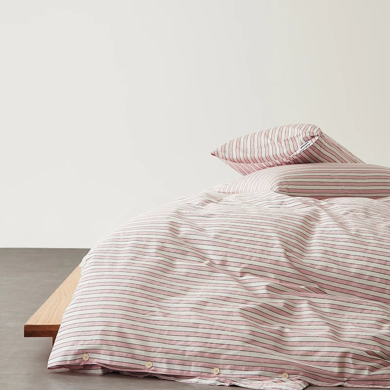 Housse de Couette Coton Rayée Douce pour Toute la Famille
