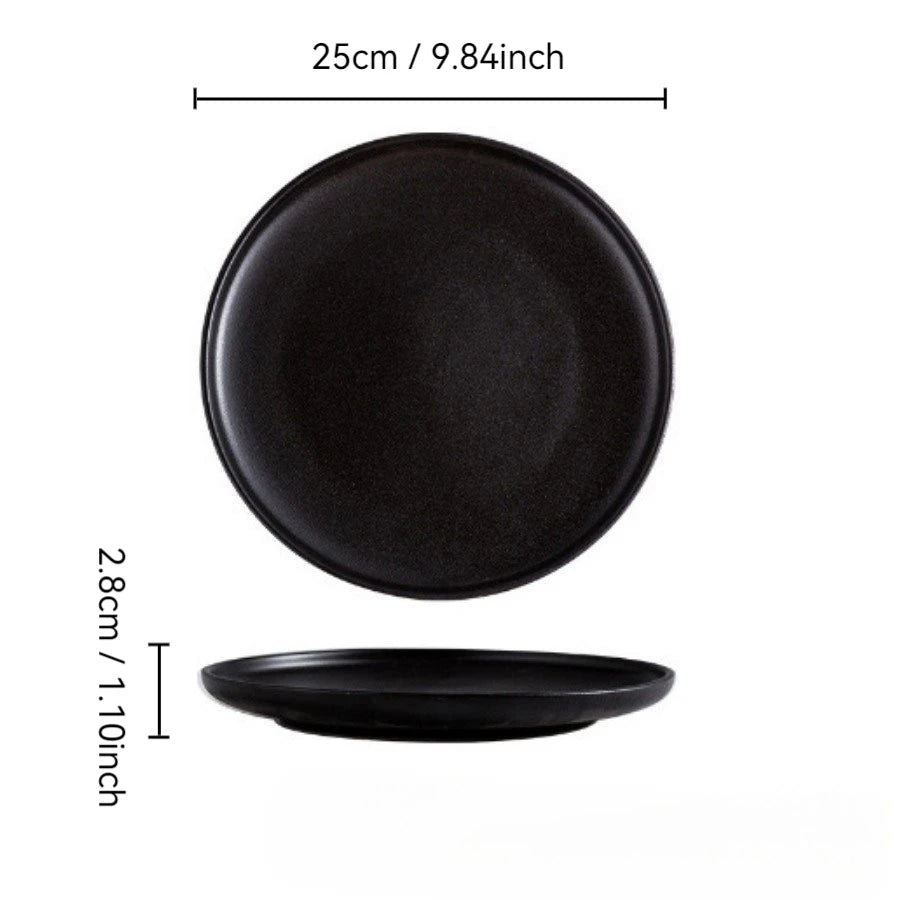 Ensemble d'Assiettes en Céramique Noire Style Japonais