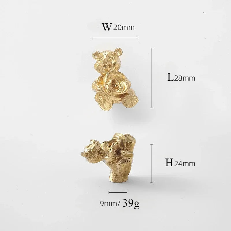 Poignée de Meuble Laiton Massif Forme Singe Doré