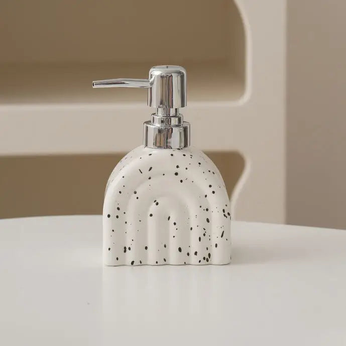 Distributeur de Savon Céramique Motif Encre Rayé