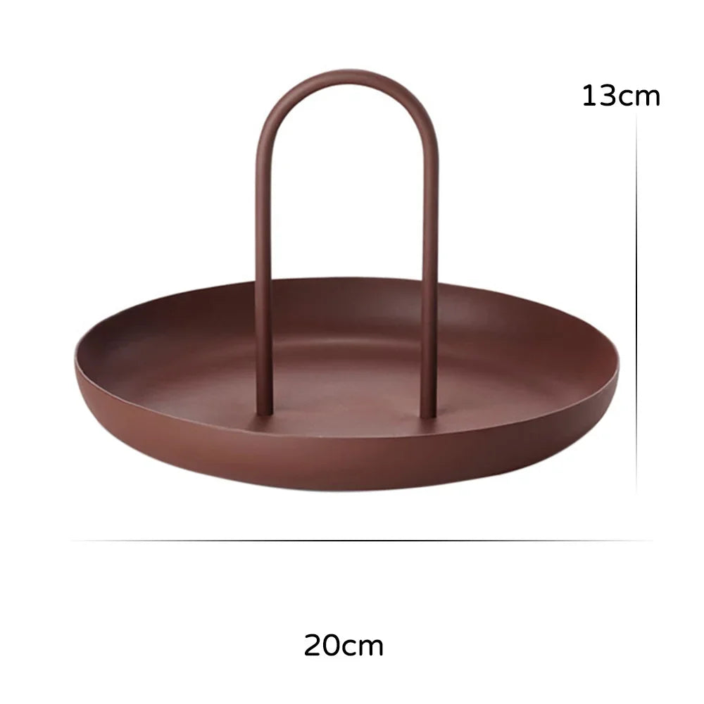 Plateau Rond Portable avec Poignée Style Nordique