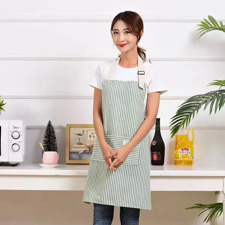 Tablier de Cuisine en Lin Rayé Ajustable