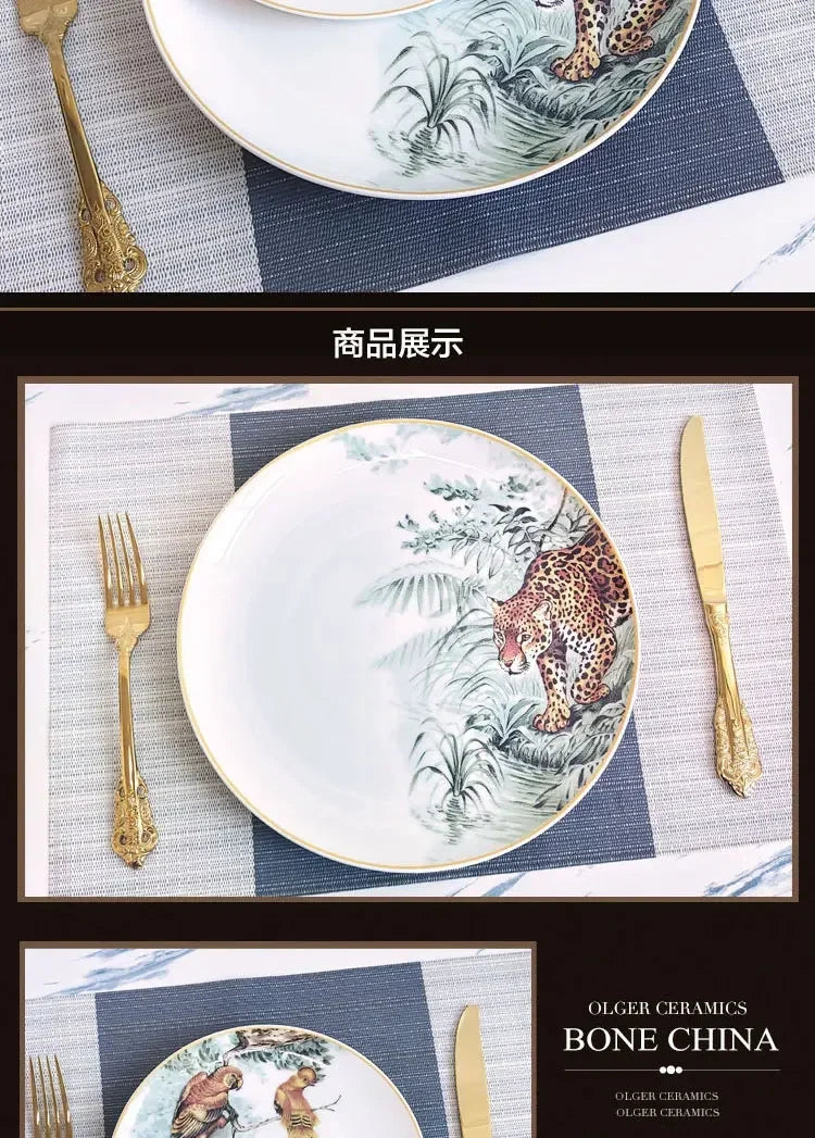 Service de Table Céramique Motif Jungle