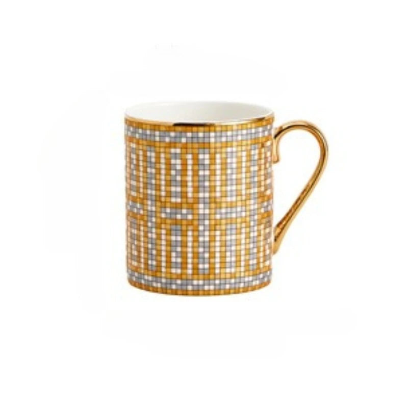 Tasse à Café en Céramique Dorée Peinte Main