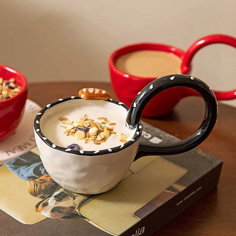 Tasse en Céramique Unie Grande Anse Style Luxe Léger