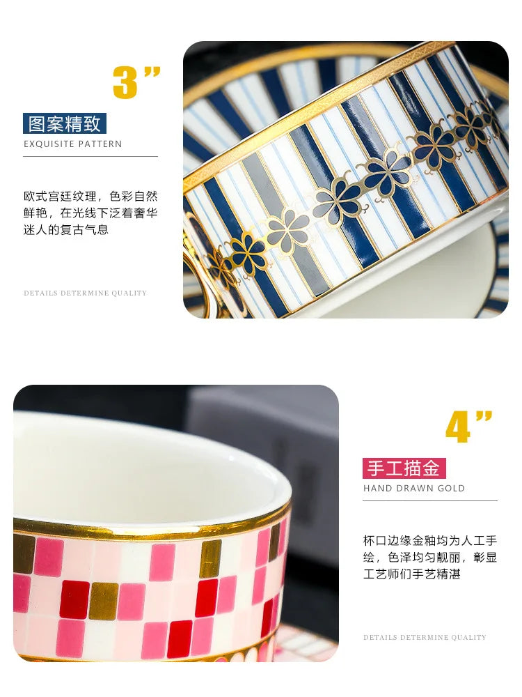 Tasse à Café Porcelaine Fine Bordure Dorée Style Royal