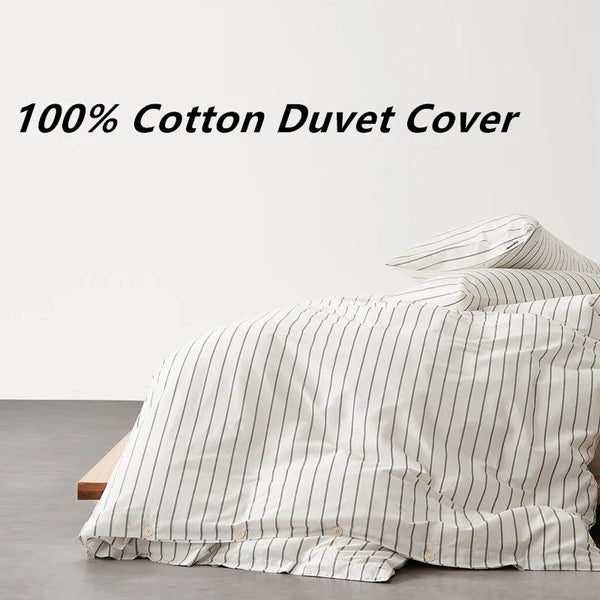 Housse de Couette Coton Rayée Douce pour Toute la Famille