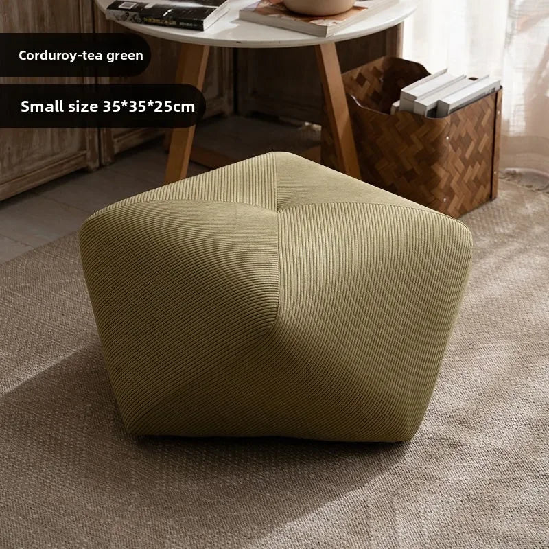 Tabouret Octogonal Bois et Cuir - Style Européen