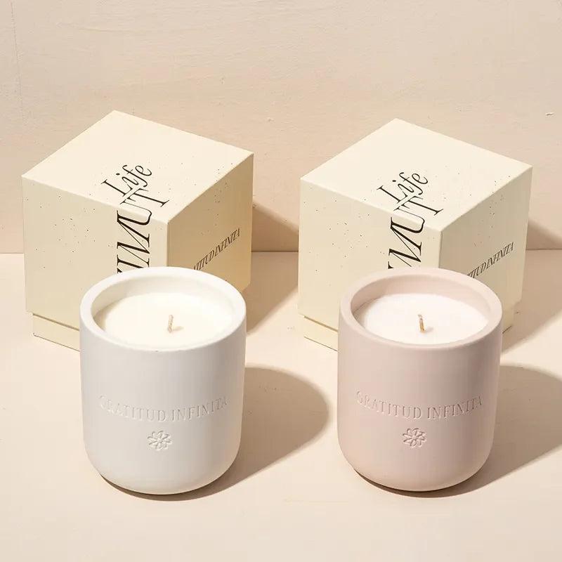 Bougie Parfumée en Pot de Céramique - Cire Végétale et Mèche en Bois
